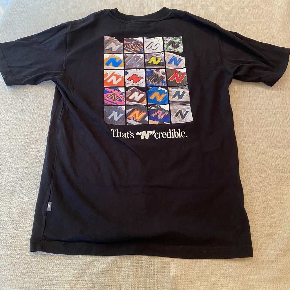 New Balance That's "N" Credible Black Sneaker Collage Tshirt Small